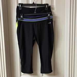 Avia Black and Purple Capri Leggings with Stretchy Fit